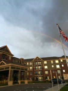 Rainbow above Eagan Pointe-Eagan Pointe Senior Living-every rainbow has a pot of gold at the end